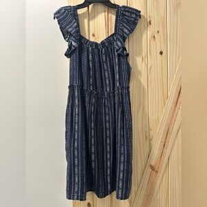 Time and Tru Navy Blue Kids Dress with White Pattern